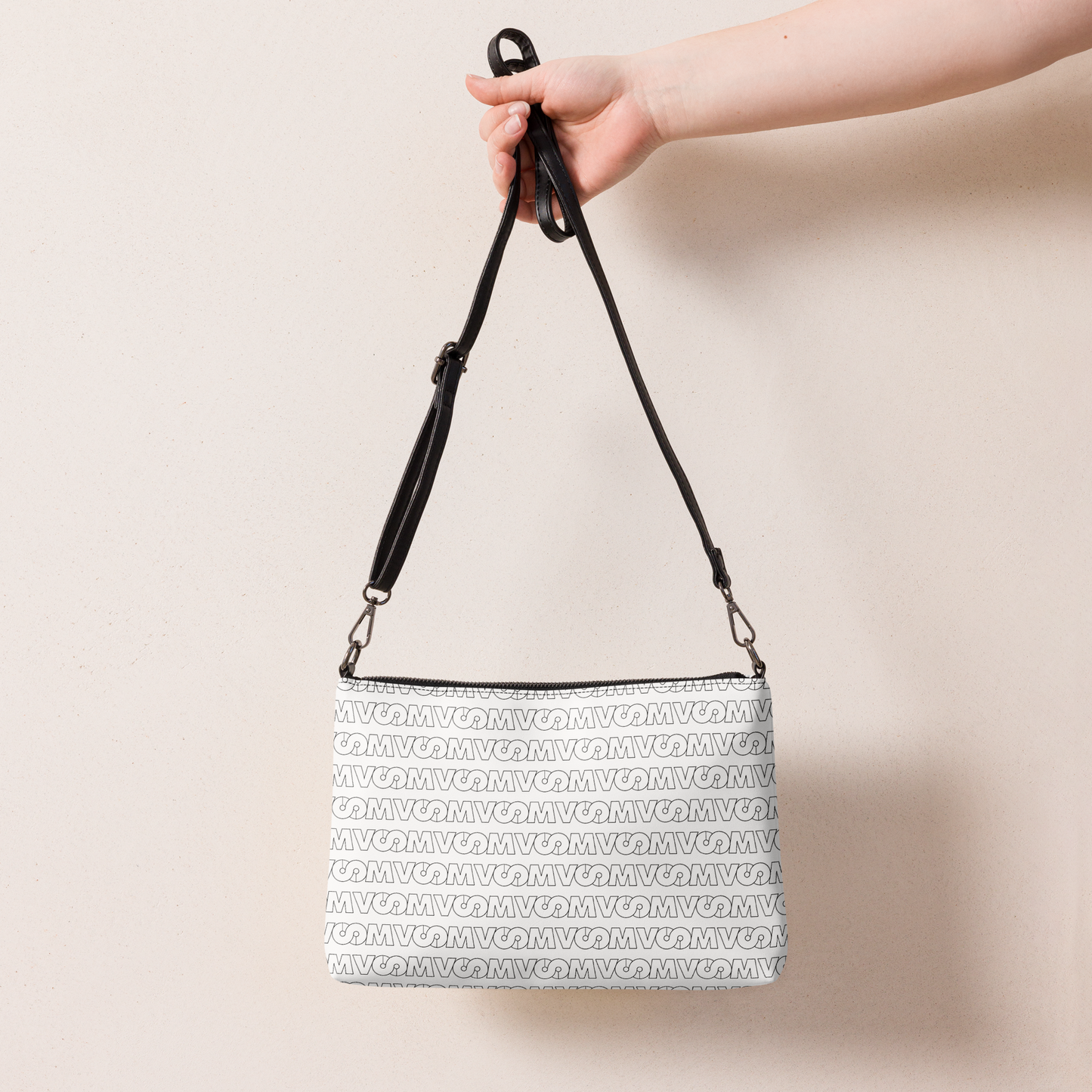 Bolso VOOM — Superhuman: conciencia con estilo con patrón lineal VOOM y correa ajustable en piel sintética premium