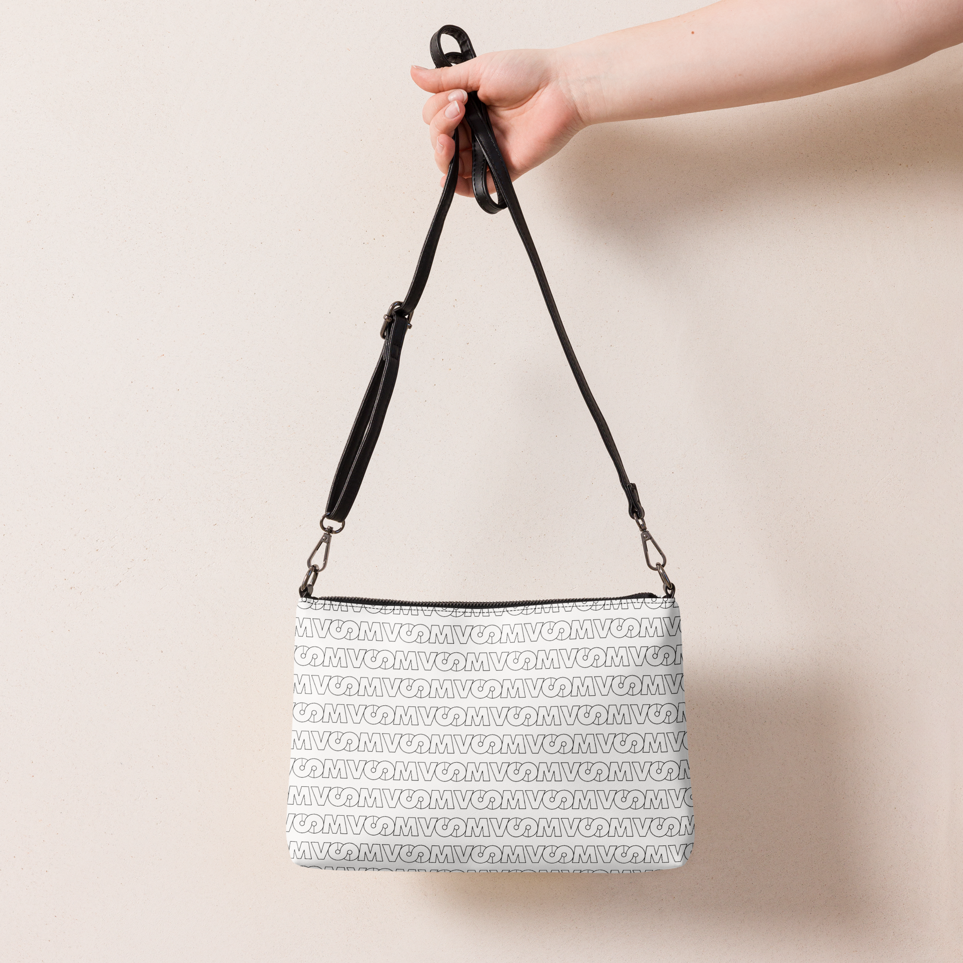 Bolso VOOM — Superhuman: conciencia con estilo con patrón lineal VOOM y correa ajustable en piel sintética premium