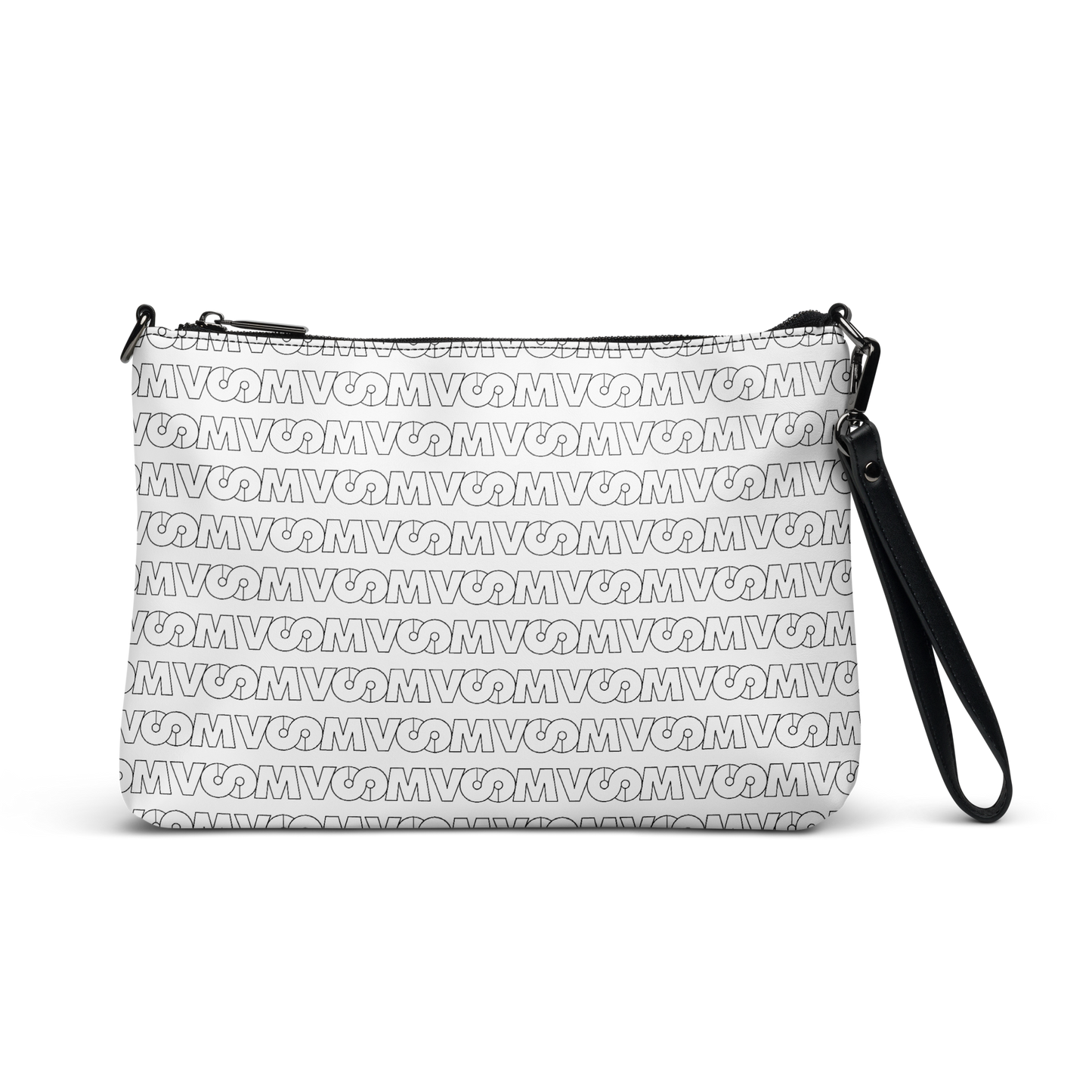 Bolso VOOM — Superhuman: conciencia con estilo en piel sintética con patrón repetido del logo y asa de mano negra