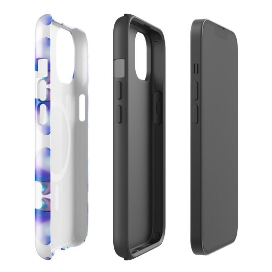 Funda MagSafe® VOOM para iPhone — The Flow Pattern Case mostrando estructura interna y diseño exterior en varios ángulos